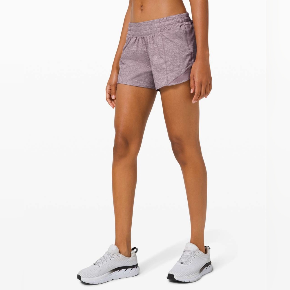 Lululemon Hotty Hot Short Long 4" Size 6 Heather Lux Multi Violet Verbena